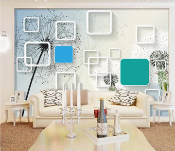 3D Black Dandelion WC110 Wall Murals