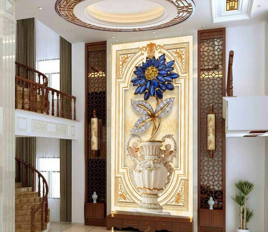 3D Diamond Flower WG050 Wall Murals