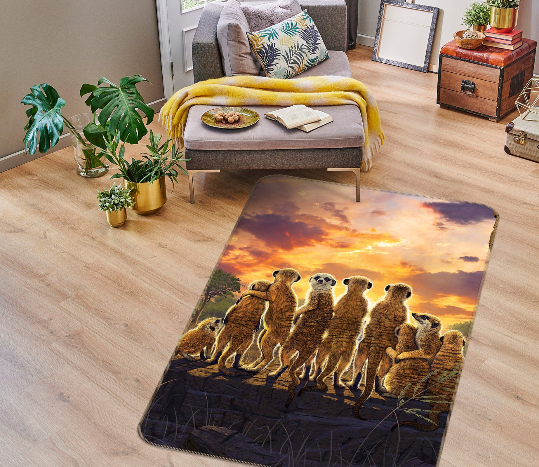 3D Meerkats Def 1051 Vincent Hie Rug Non Slip Rug Mat