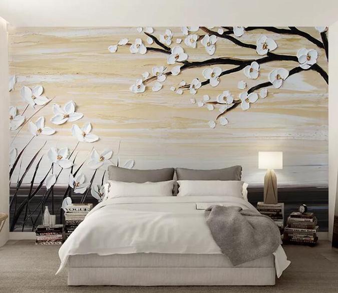 3D White Flowers 293 Wall Murals Wallpaper AJ Wallpaper 2 