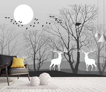 3D White Elk WC2128 Wall Murals