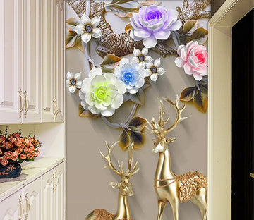 3D Metal Fawn Flower WC816 Wall Murals