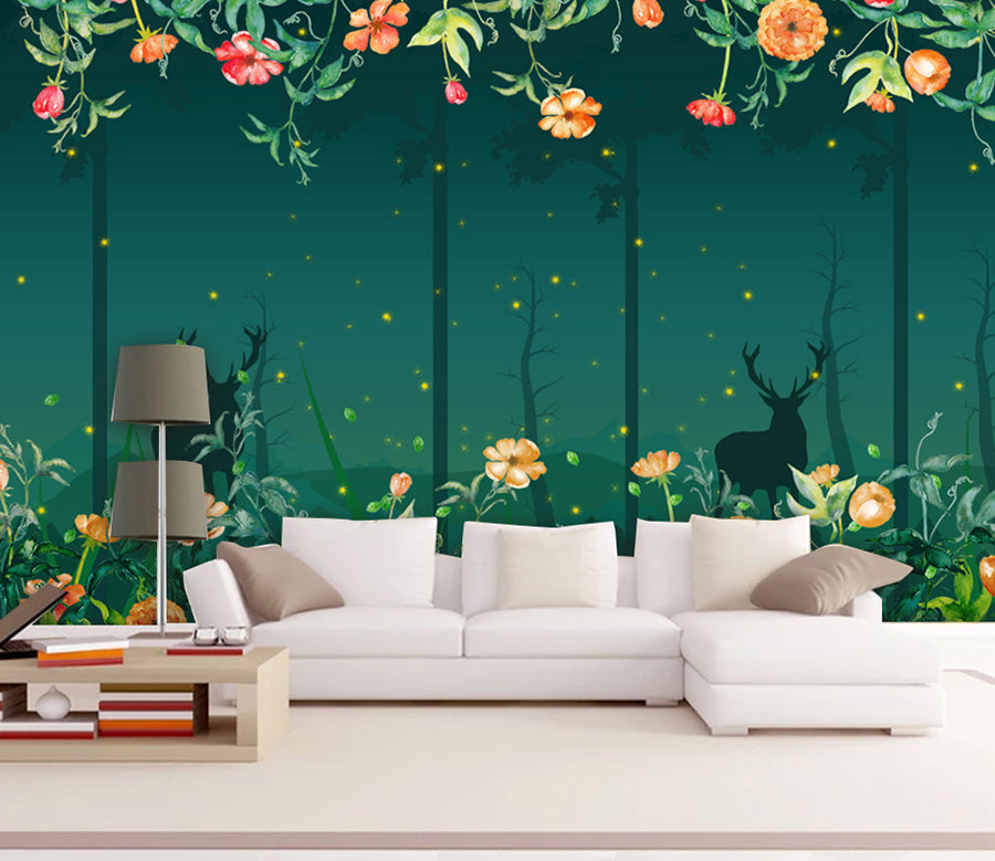 3D Night Garden WC067 Wall Murals