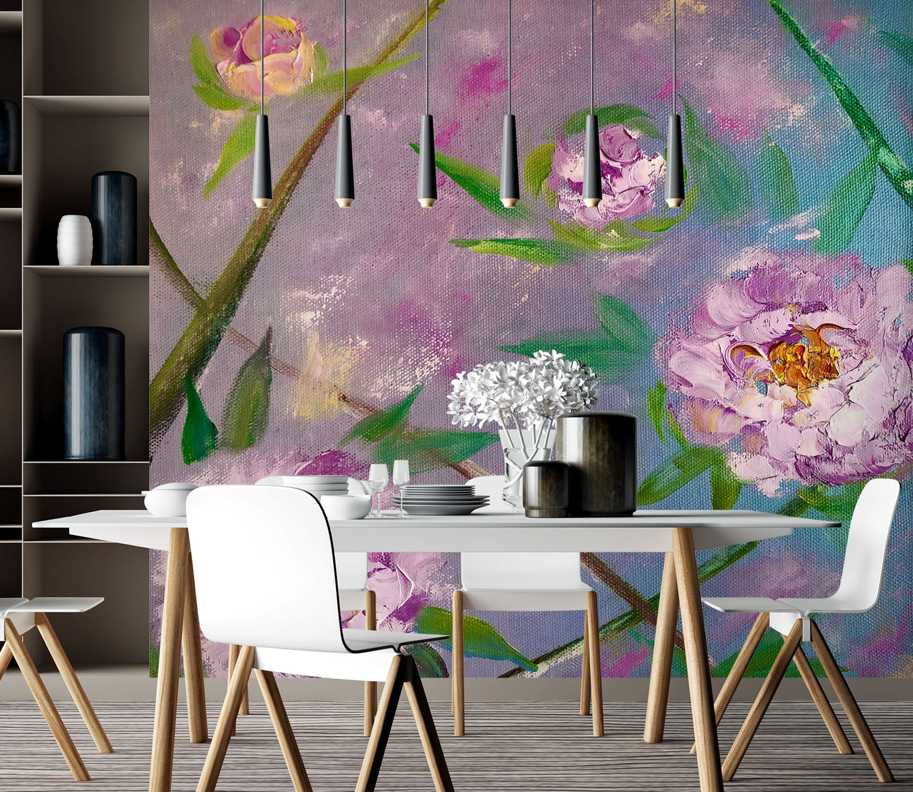 3D Purple Flower Leaves 215 Skromova Marina Wall Mural Wall Murals