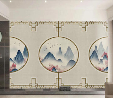 3D Peach Blossom Mountain WC2668 Wall Murals