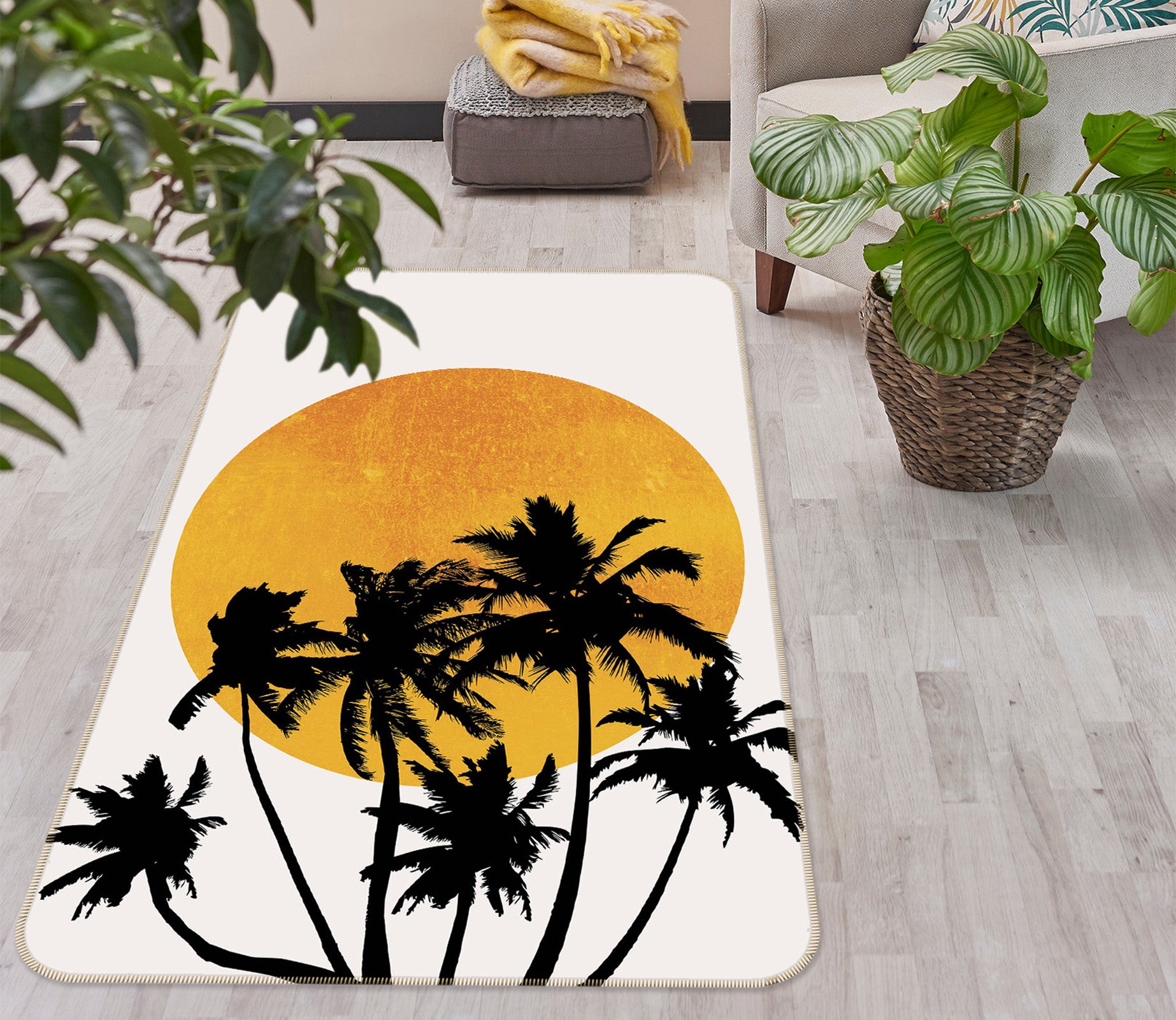 3D Miami Beach Sunset 1083 Boris Draschoff Rug Non Slip Rug Mat