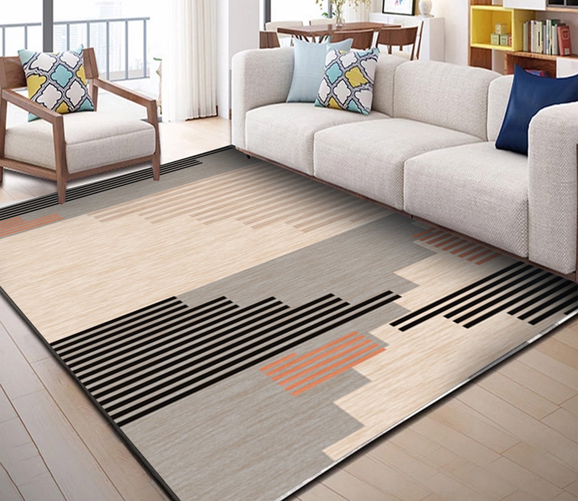 3D Color Stripe WG151 Non Slip Rug Mat Mat AJ Creativity Home 