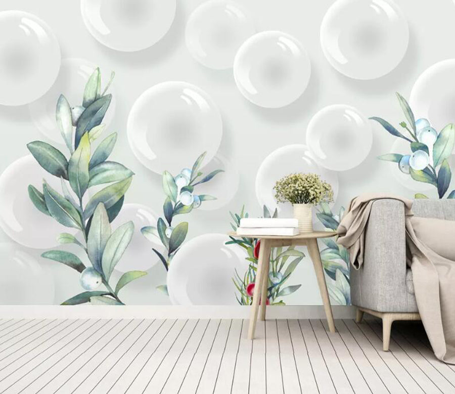 3D Bead Leaves WC2351 Wall Murals