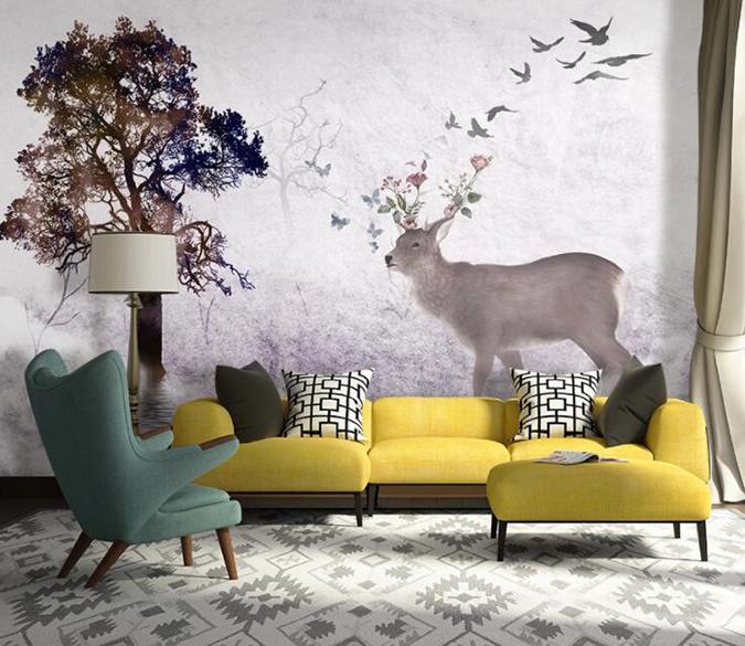 3D Deer Forest 281 Wall Murals Wallpaper AJ Wallpaper 2 