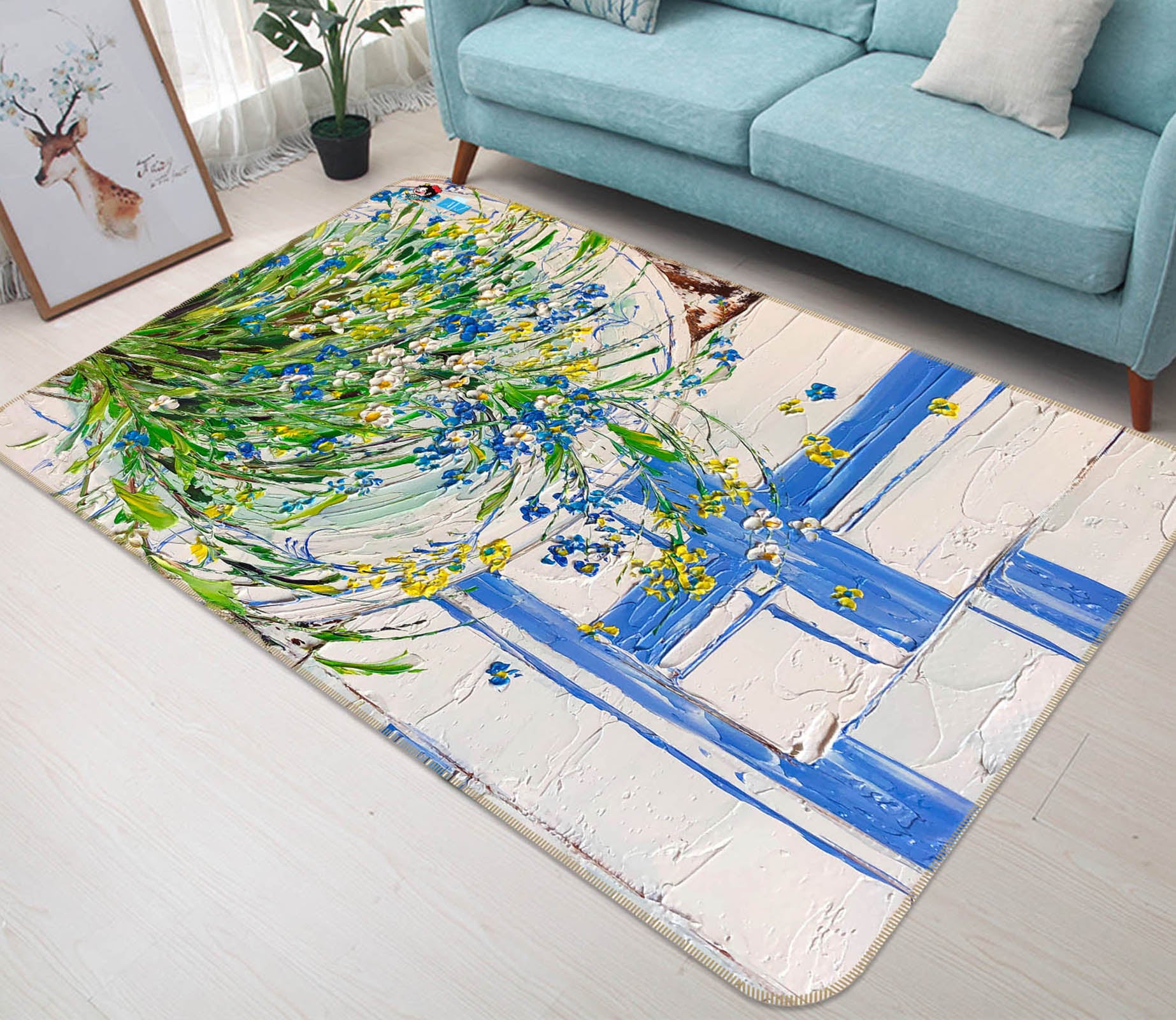 3D Flower Painting 12600 Skromova Marina Rug Non Slip Rug Mat