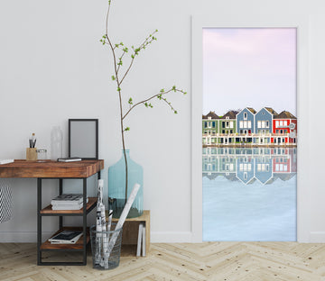 3D Water Surface Color Houses 11464 Marco Carmassi Door Mural