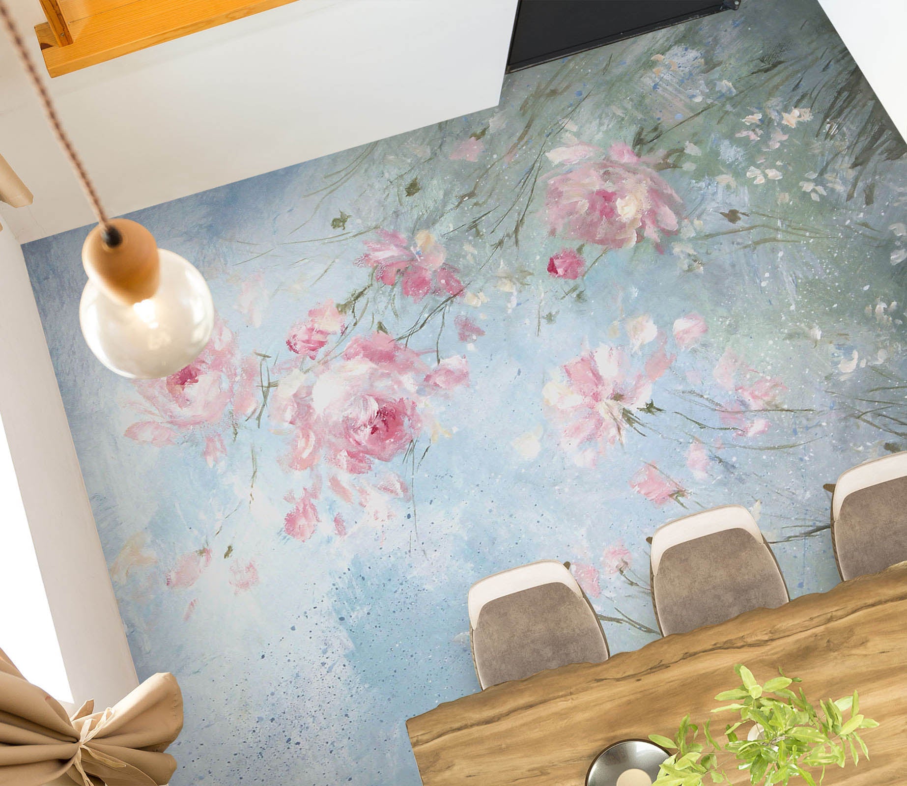 3D Pink Flower Branch 9944 Debi Coules Floor Mural  Wallpaper Murals Self-Adhesive Removable Print Epoxy