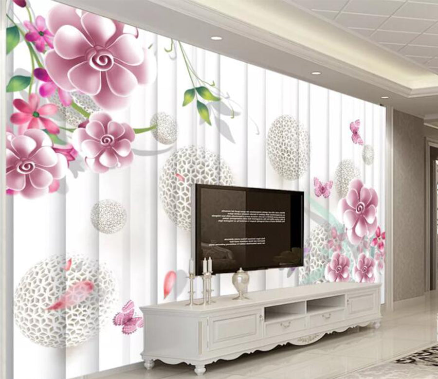 3D Rose Butterfly WC1529 Wall Murals