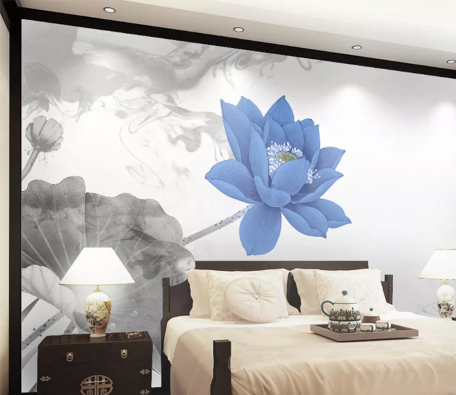 3D Blue Lotus WC380 Wall Murals