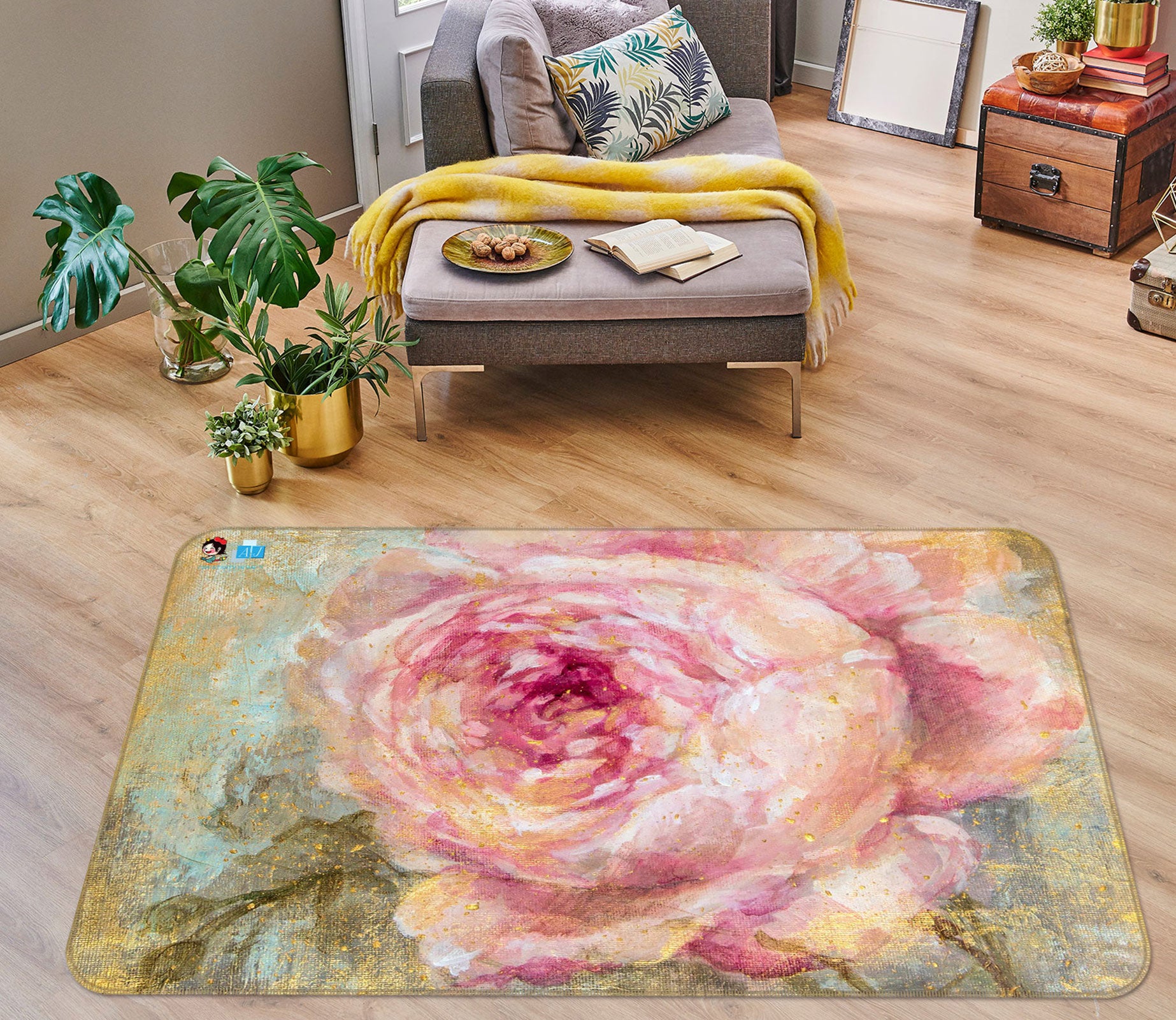 3D Flower 1018 Debi Coules Rug Non Slip Rug Mat