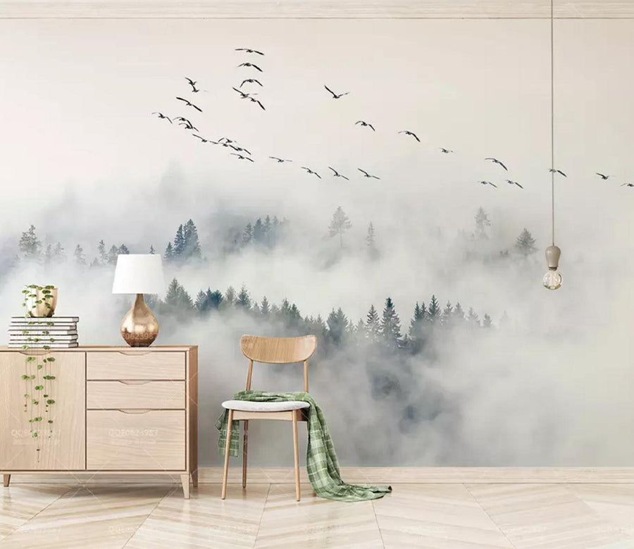 3D Wild Goose Forest WC350 Wall Murals