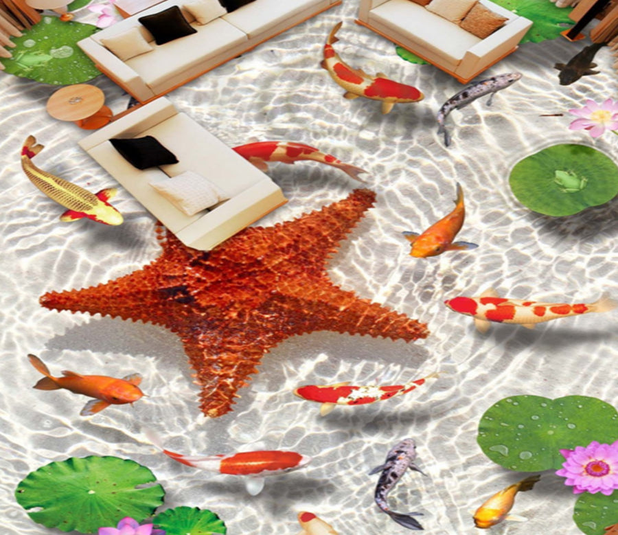 3D Starfish Koi 373 Floor Mural  Wallpaper Murals Rug & Mat Print Epoxy waterproof bath floor