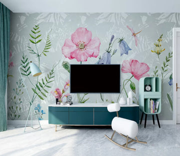 3D Dragonfly Flower WC2379 Wall Murals