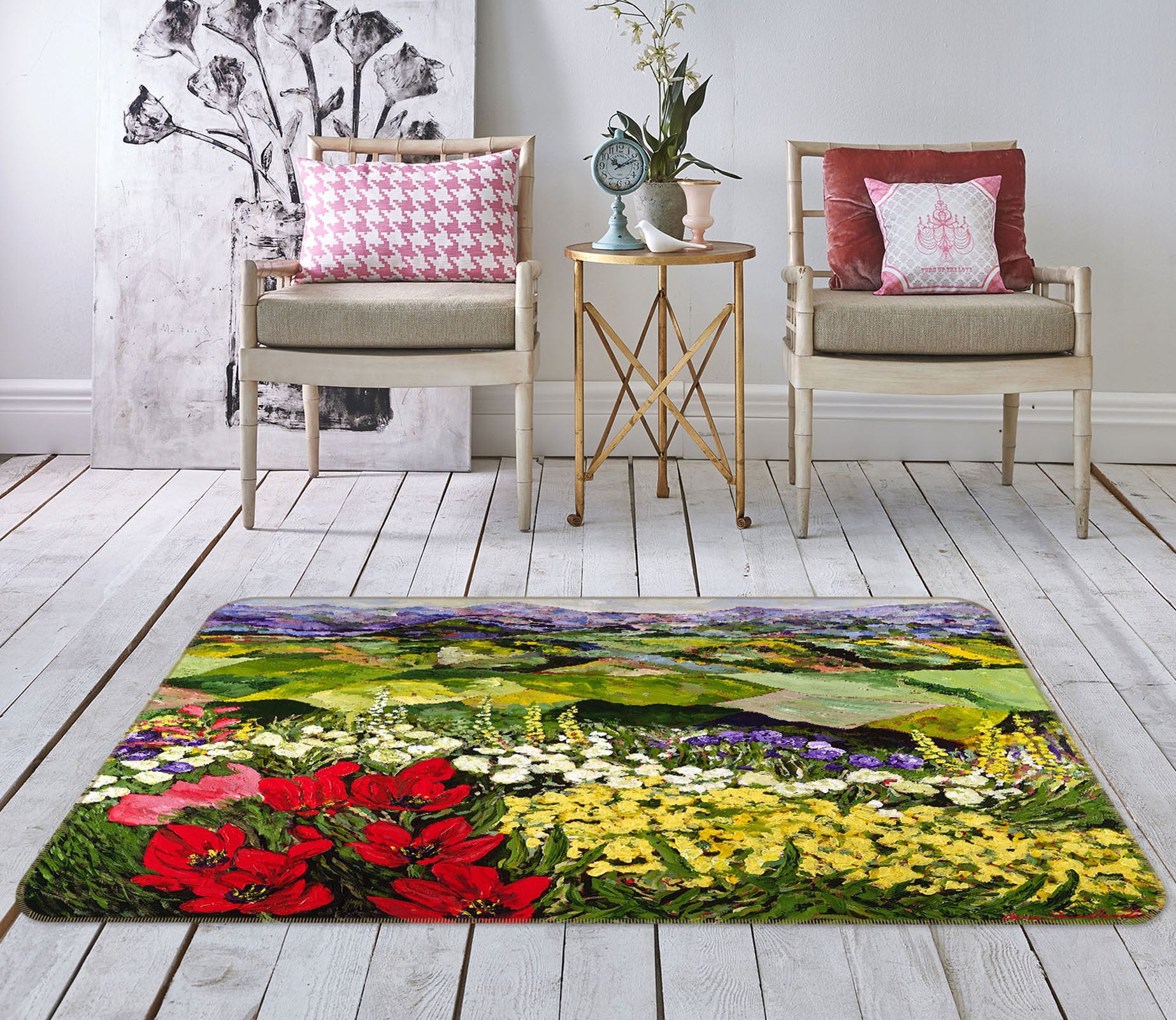 3D Colorful Garden 1011 Allan P. Friedlander Rug Non Slip Rug Mat