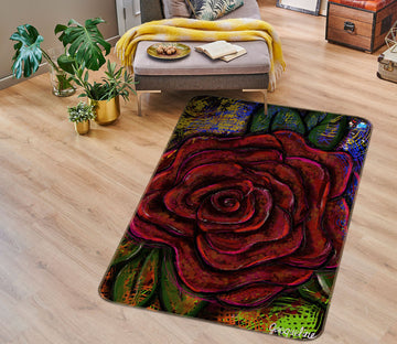 3D Red Rose 8210 Jacqueline Reynoso Rug Non Slip Rug Mat