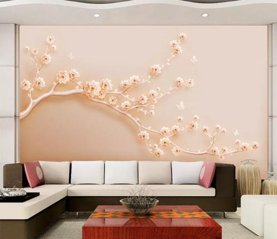 3D Pink Flower Branch WC1209 Wall Murals