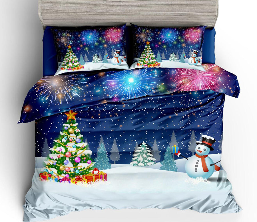 3D Snowman Tree 32151 Christmas Quilt Duvet Cover Xmas Bed Pillowcases