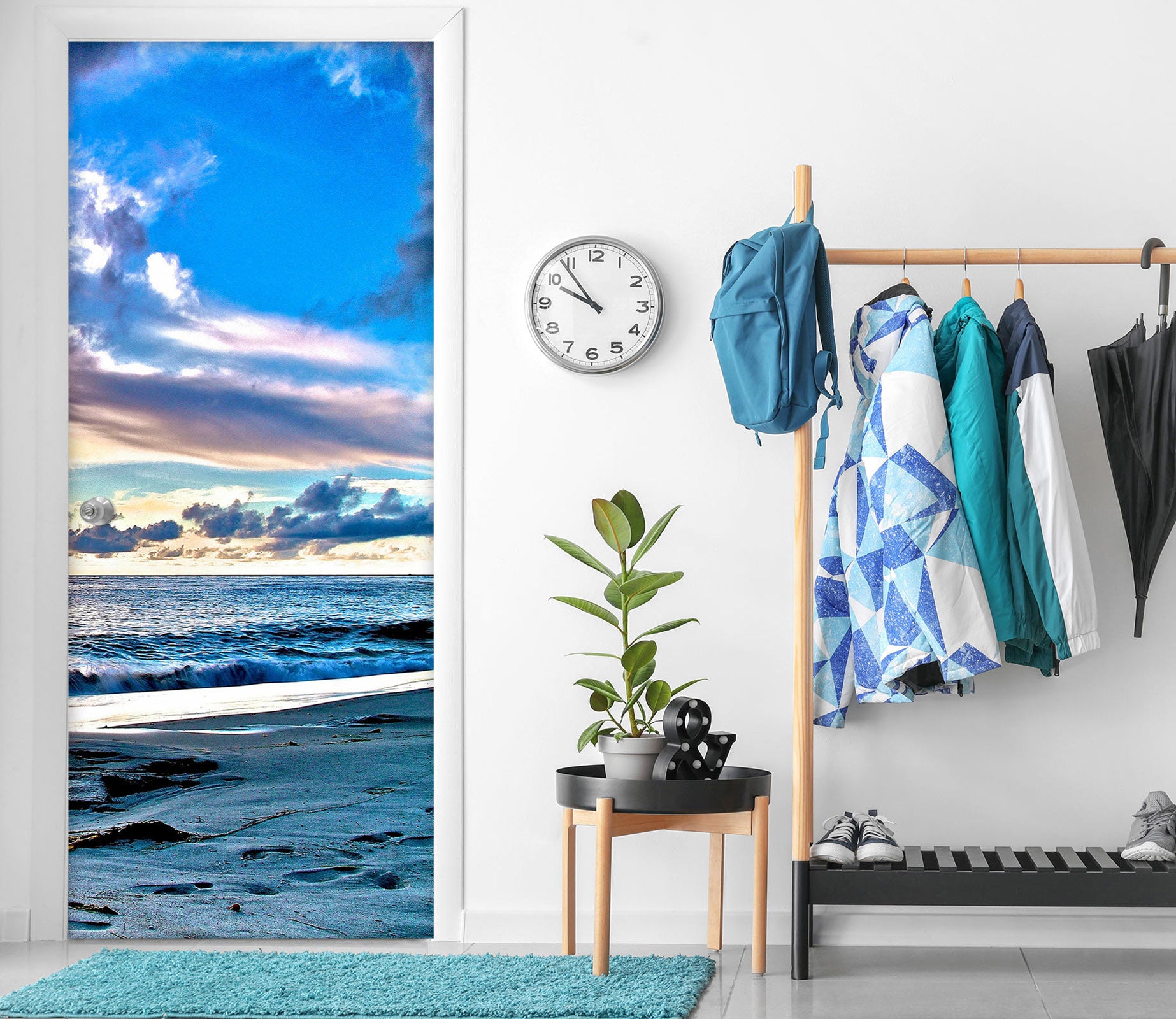 3D Blue Sky Seaside 110205 Kathy Barefield Door Mural