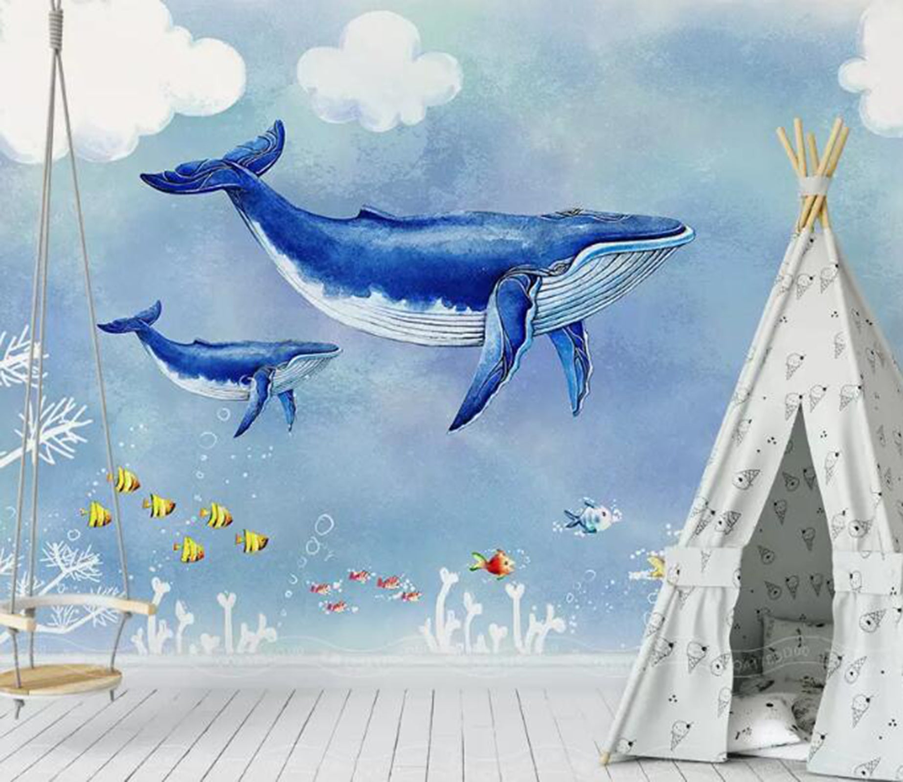 3D Blue Whale WG10 Wall Murals Wallpaper AJ Wallpaper 2 