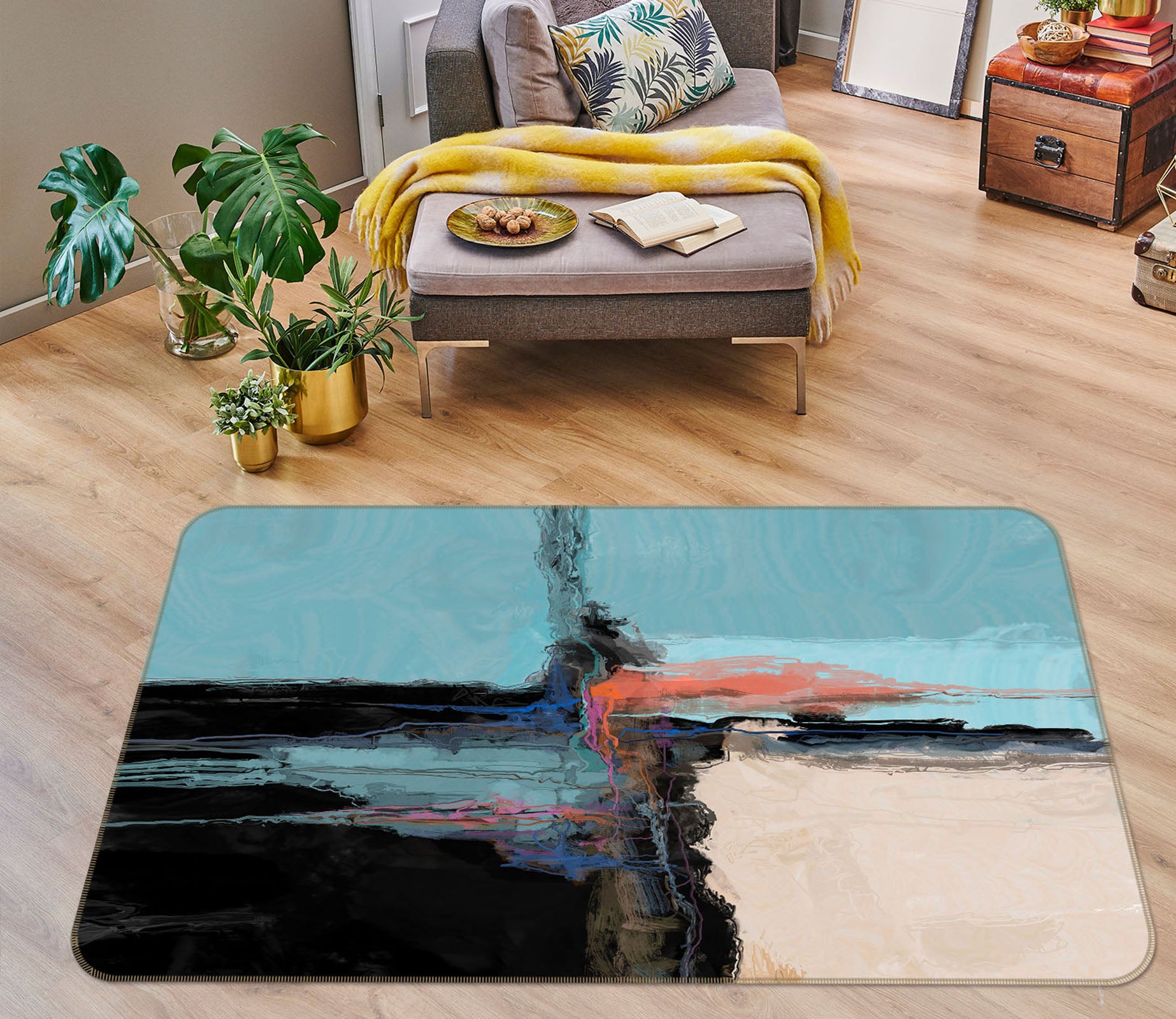 3D Ink Pattern 1001 Michael Tienhaara Rug Non Slip Rug Mat