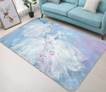 3D Petal White Dress 0149 Debi Coules Rug Non Slip Rug Mat