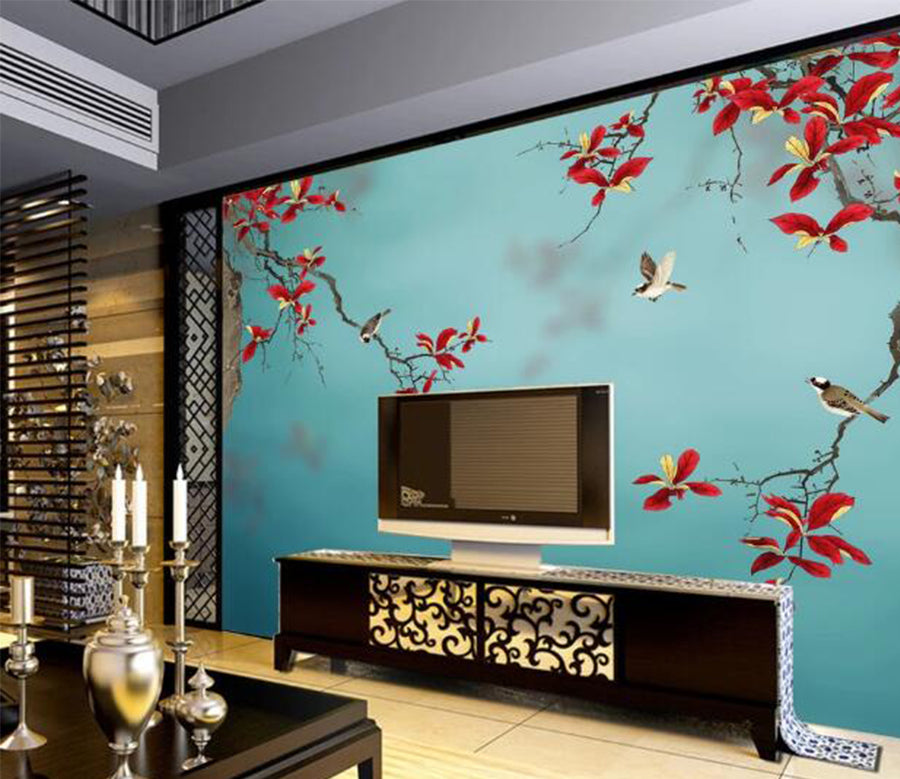 3D Red Flower WC1066 Wall Murals