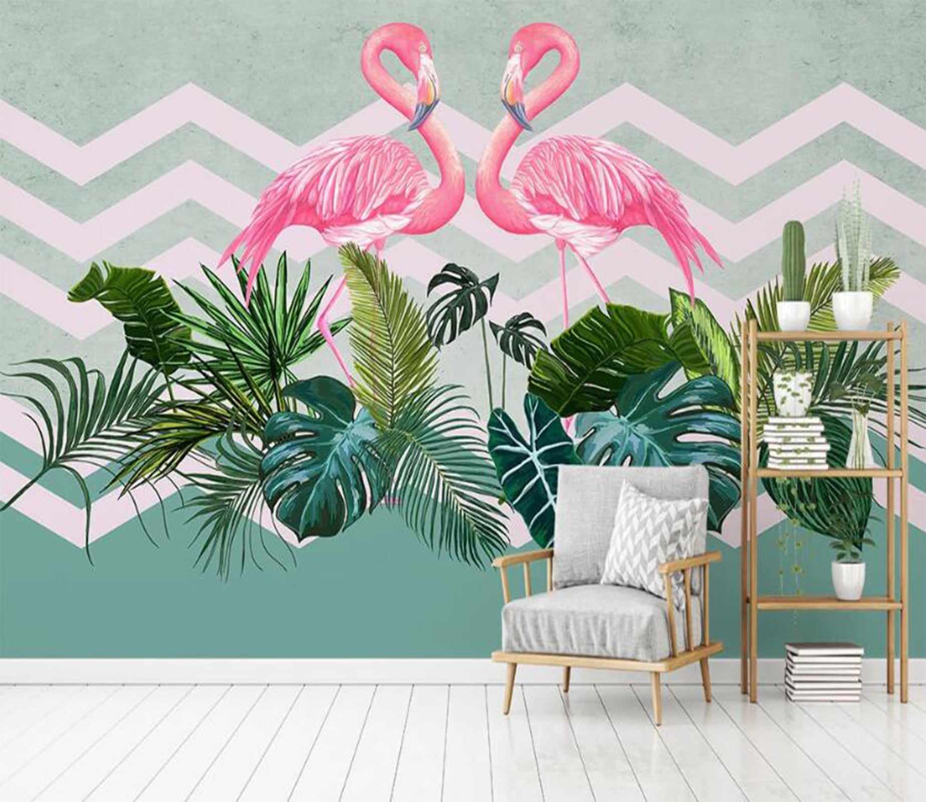 3D Shy Pink Flamingos 2029 Wall Murals