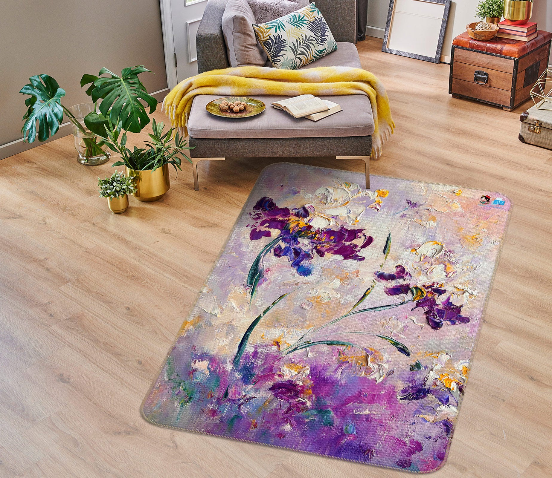 3D Flower Paint 1193 Skromova Marina Rug Non Slip Rug Mat