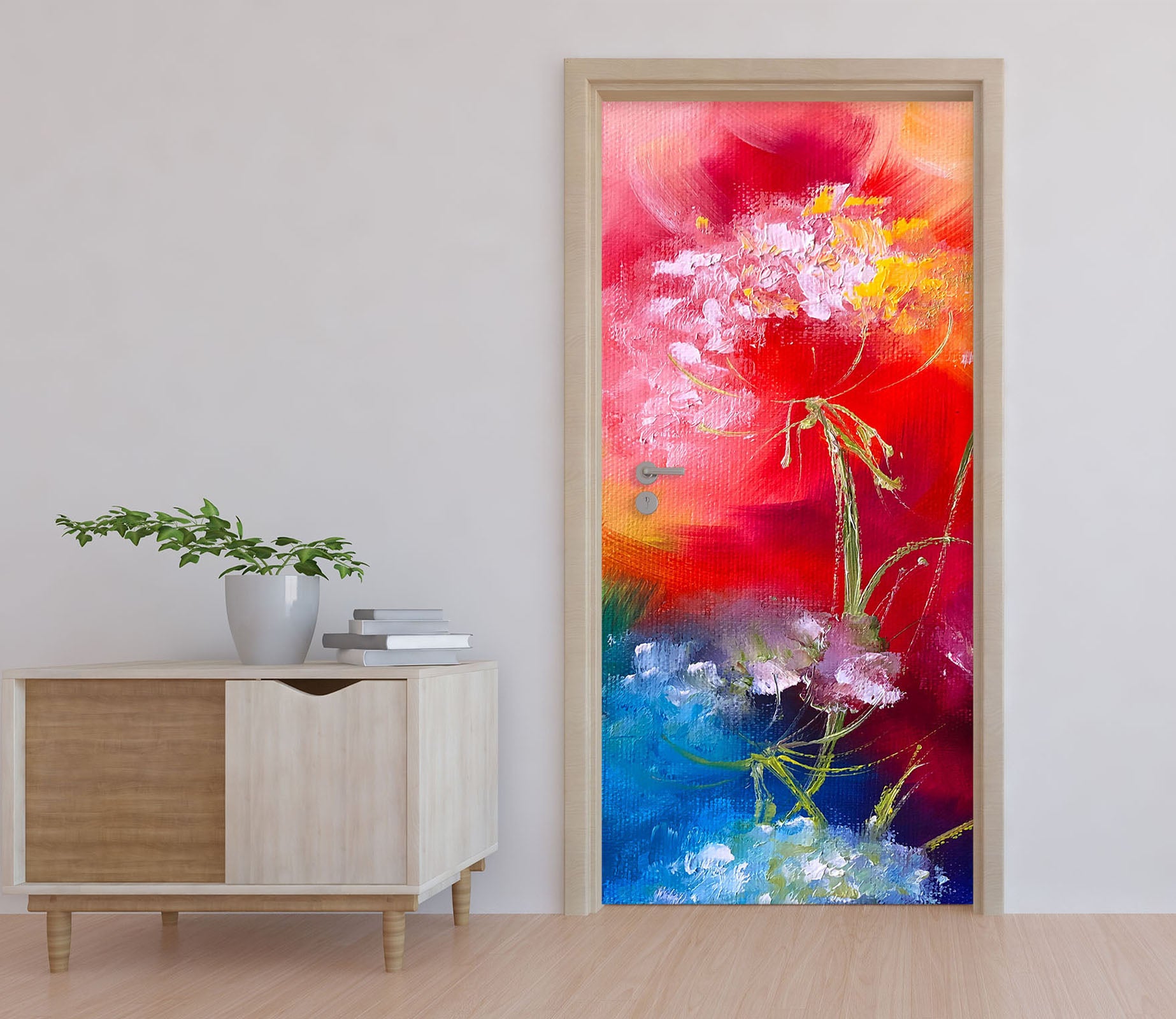 3D Red Flowers 3315 Skromova Marina Door Mural