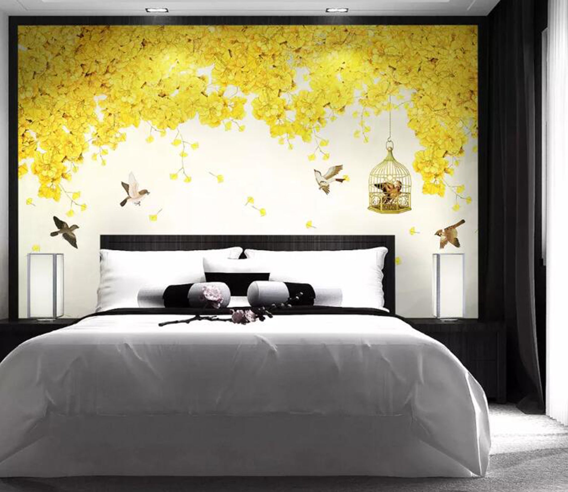 3D Golden Leaves WG23 Wall Murals Wallpaper AJ Wallpaper 2 