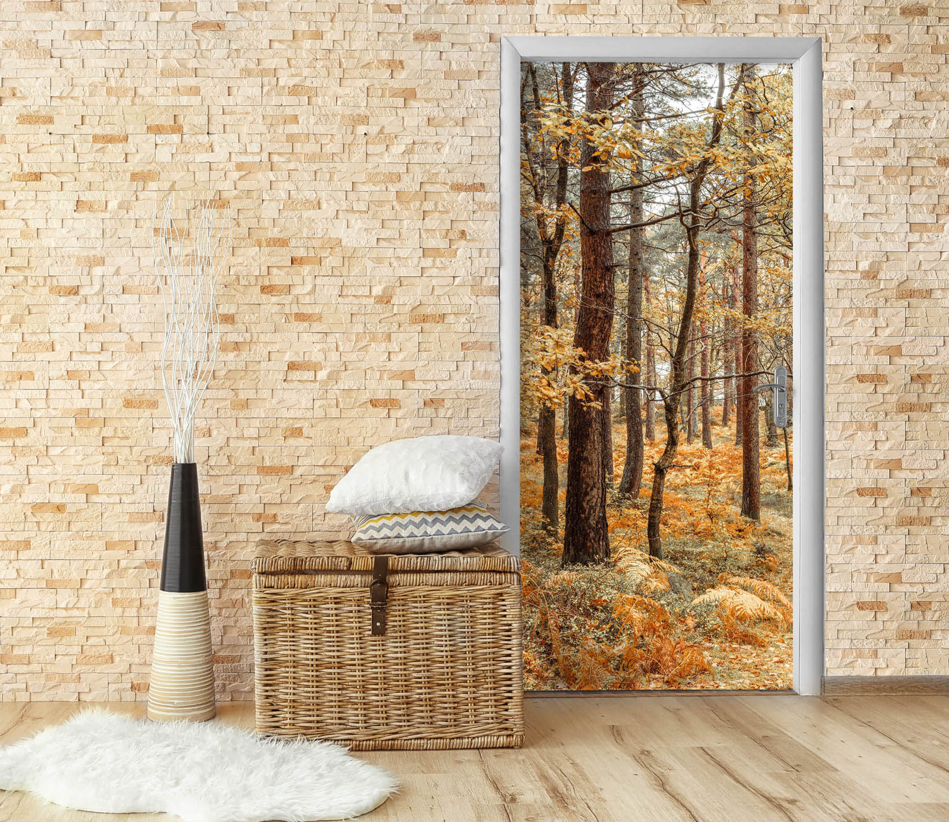 3D Autumn Forest 10204 Assaf Frank Door Mural