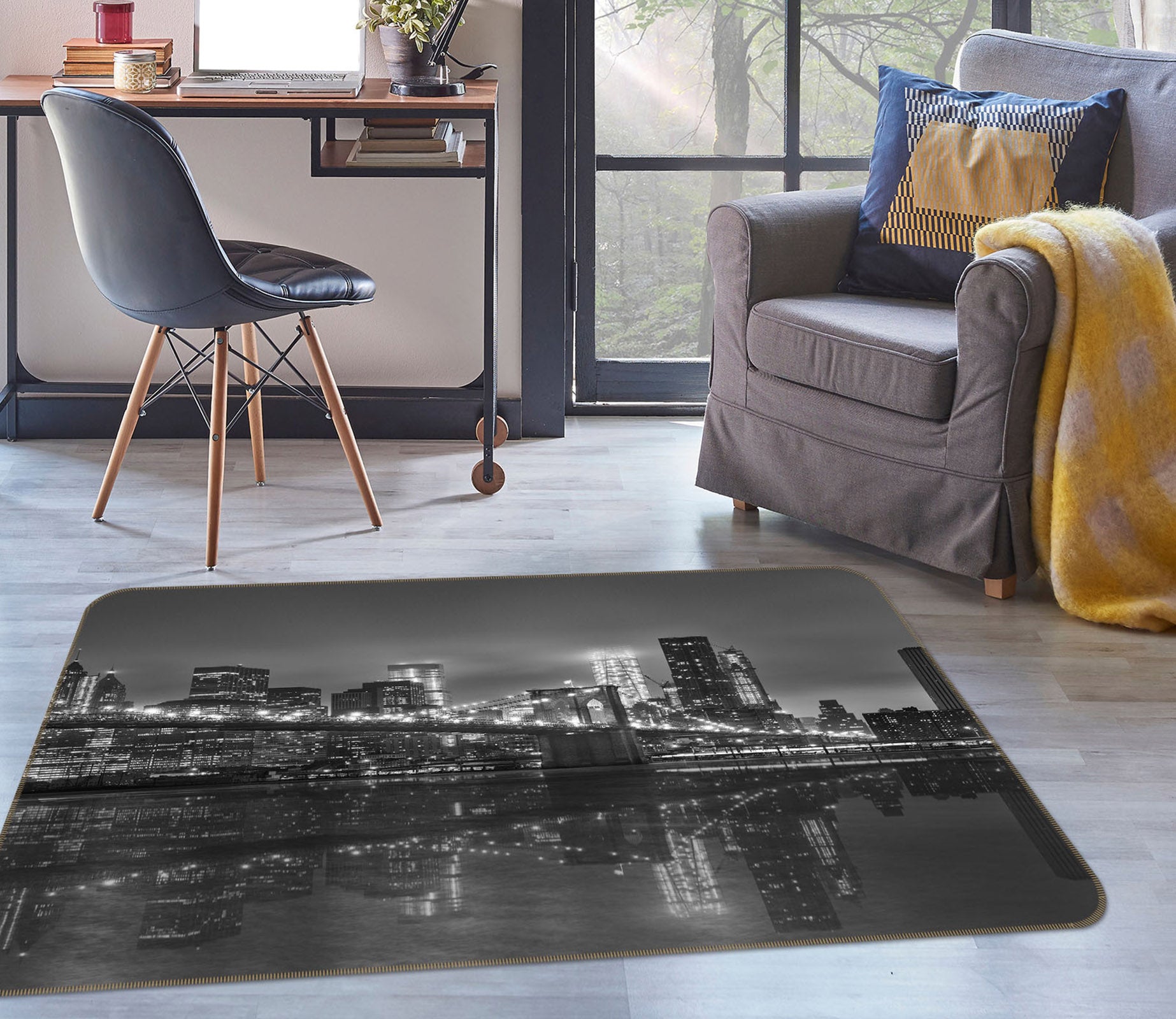 3D Grey City 1100 Marco Carmassi Rug Non Slip Rug Mat