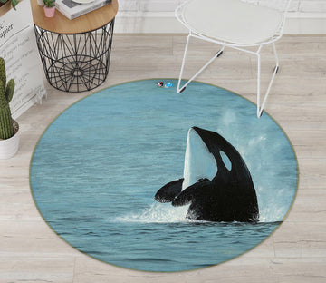 3D Whale 18132 Marina Zotova Rug Round Non Slip Rug Mat