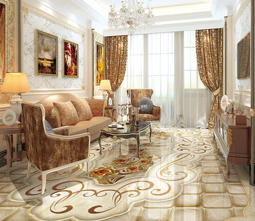 3D Golden Pattern WG068 Floor Mural Wallpaper AJ Wallpaper 2 