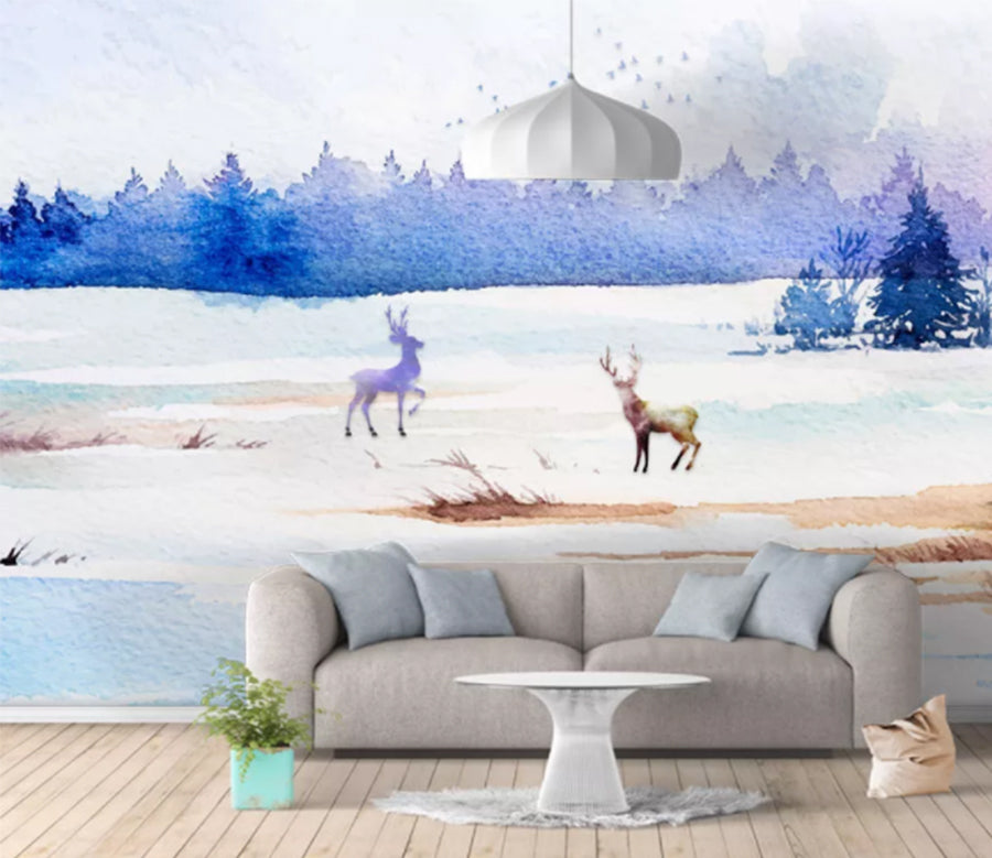 3D Fawn Lake WC888 Wall Murals