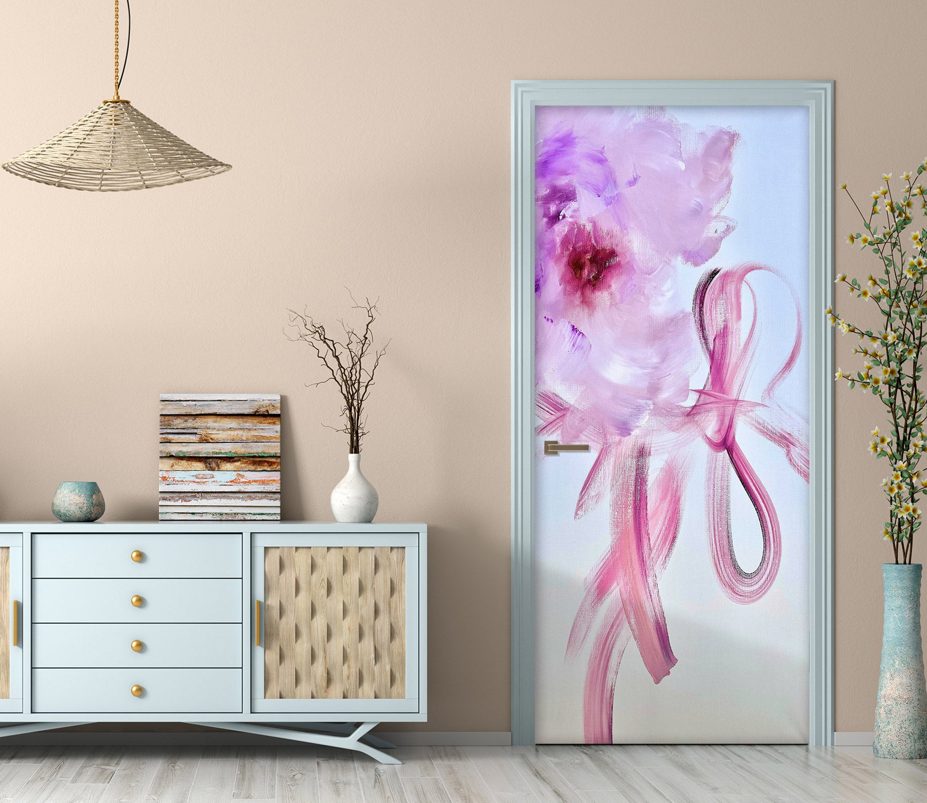 3D Pink Purple 3166 Skromova Marina Door Mural