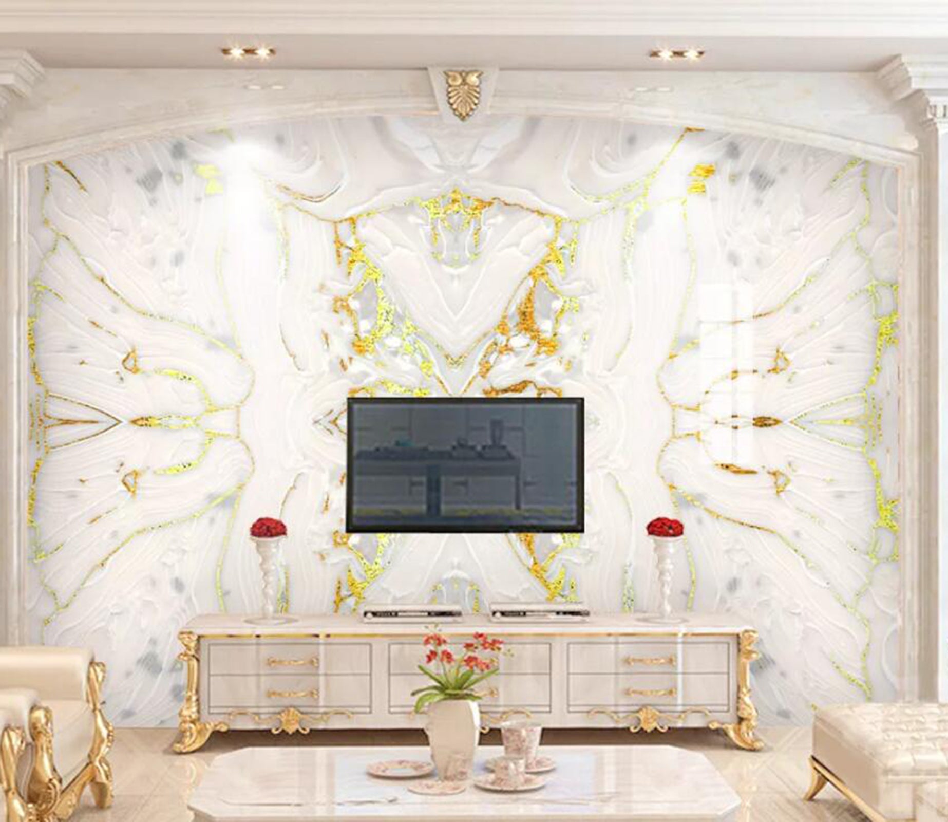 3D Golden Pattern WC38 Wall Murals Wallpaper AJ Wallpaper 2 