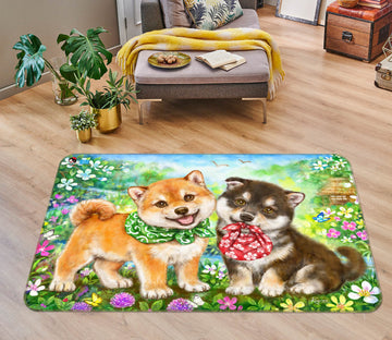 3D Cute Garden Dog 5628 Kayomi Harai Rug Non Slip Rug Mat