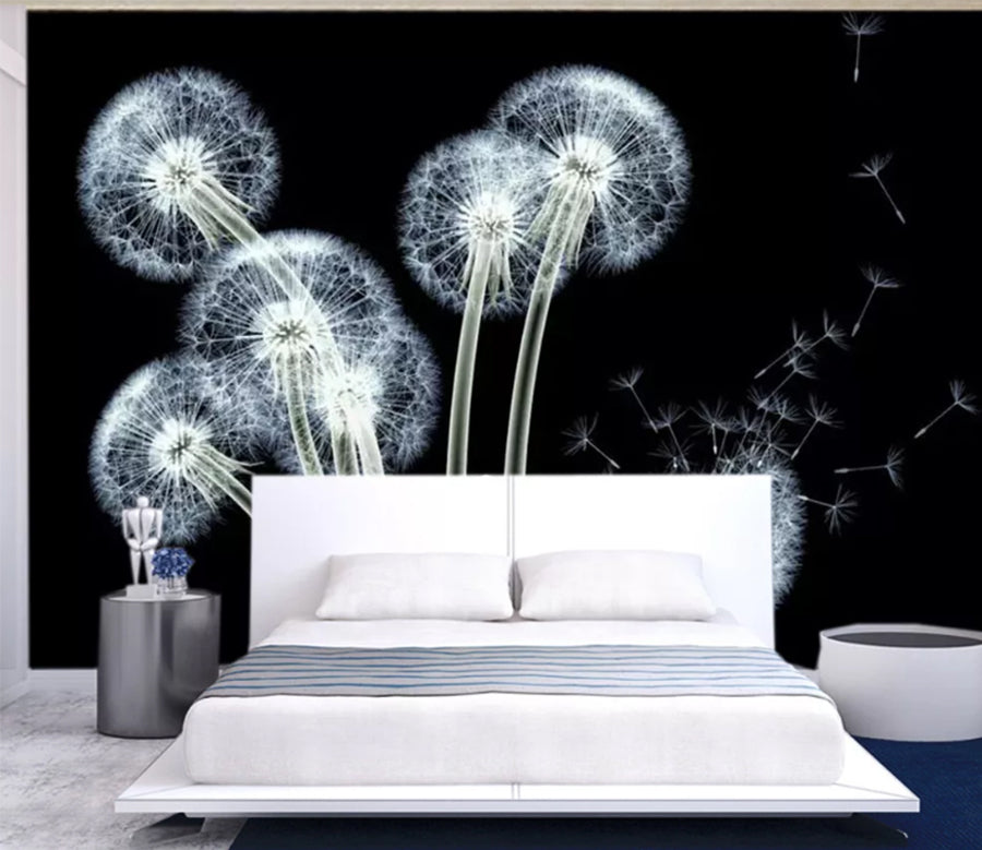 3D White Dandelion WC596 Wall Murals