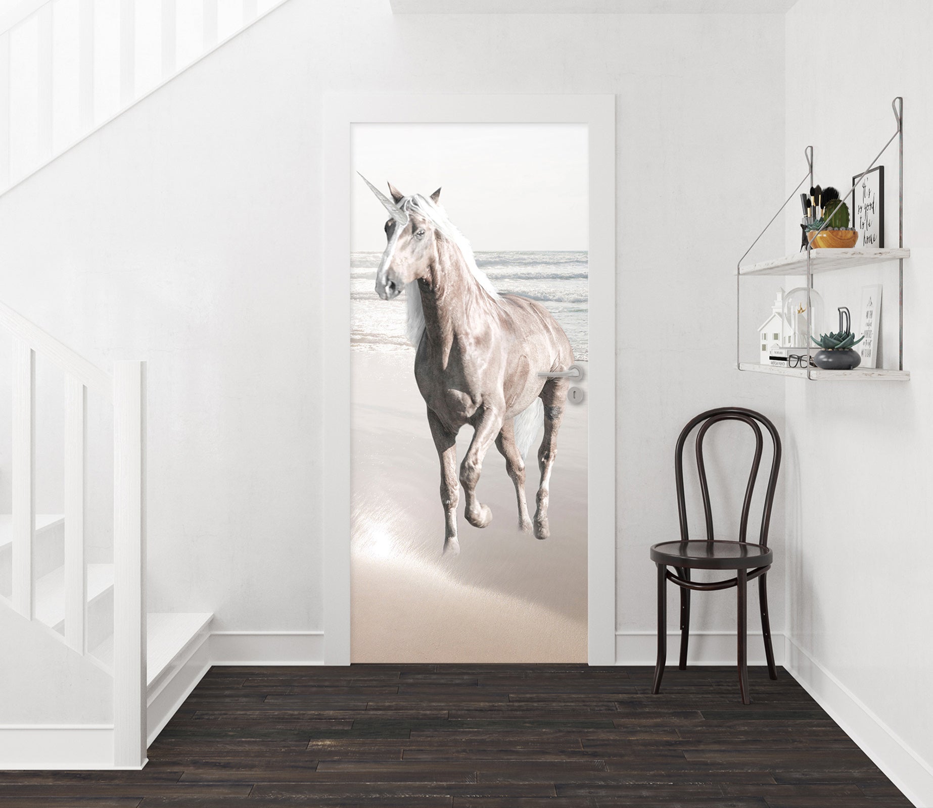 3D Beach Horse 4634 Assaf Frank Door Mural