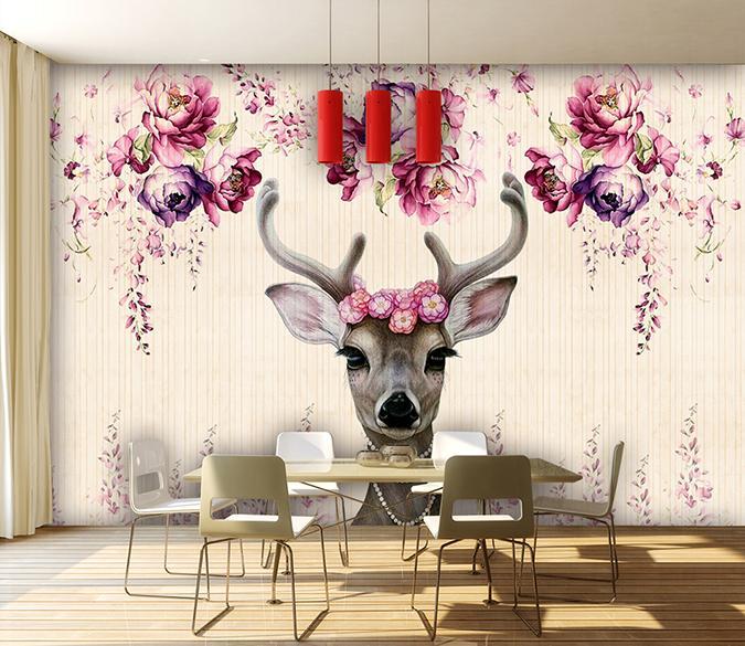 3D Elk Flower 191 Wall Murals Wallpaper AJ Wallpaper 2 