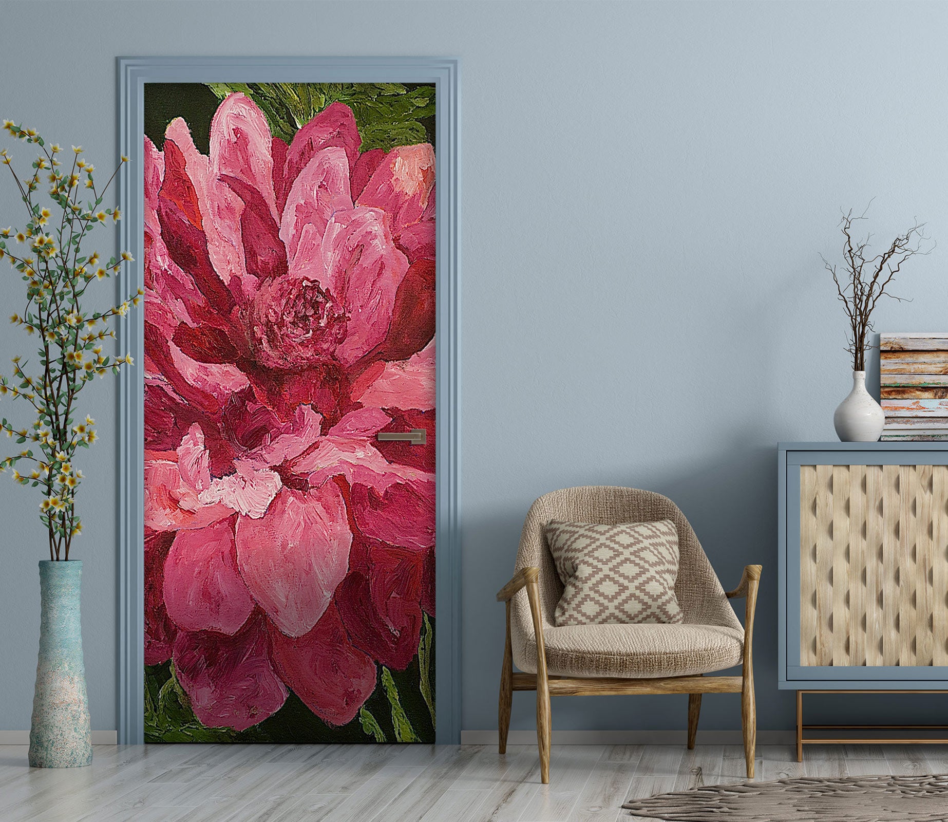 3D Pink Flower 9371 Allan P. Friedlander Door Mural