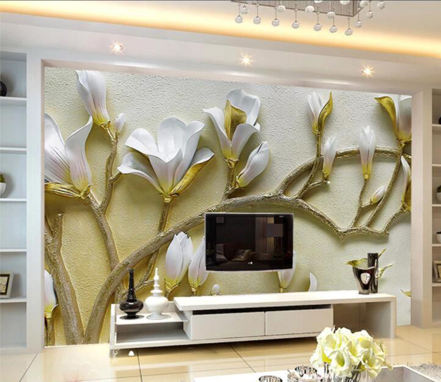 3D Lily Butterfly WC898 Wall Murals