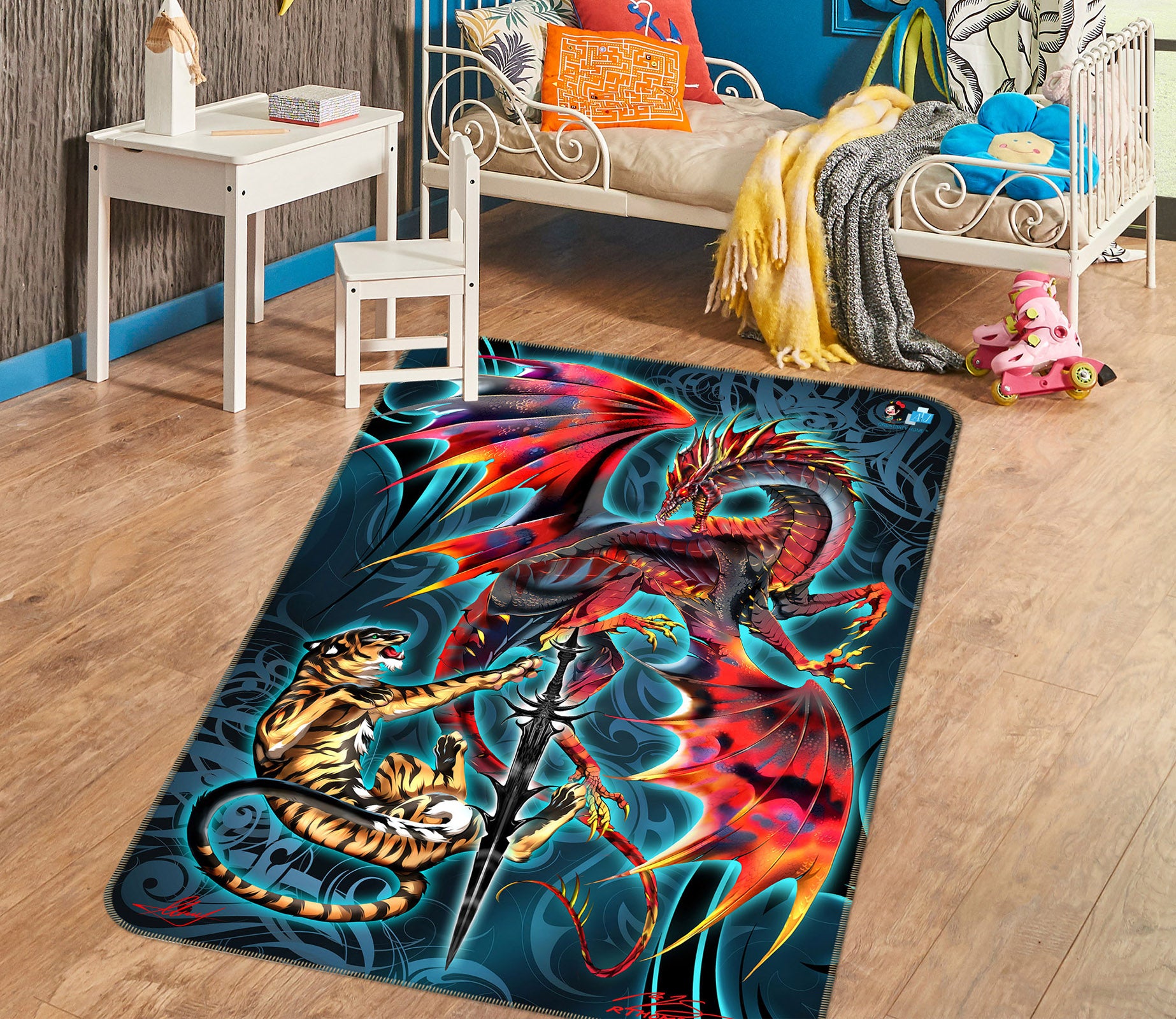 3D Dragon Tiger 8237 Ruth Thompson Rug Non Slip Rug Mat