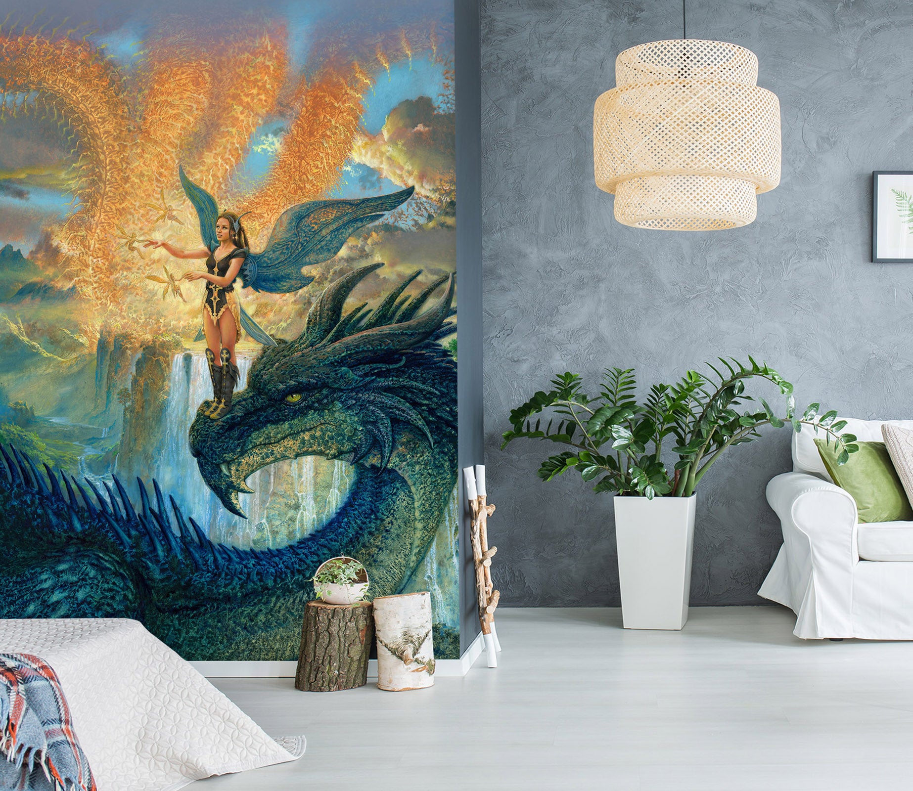 3D Dragon Wings Girl 7152 Ciruelo Wall Mural Wall Murals